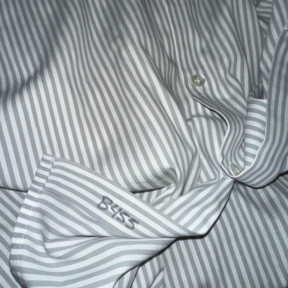 Theory Cotton Blend Long Sleeve Striped Button Up Shirt Size Medium - Picture 4 of 7